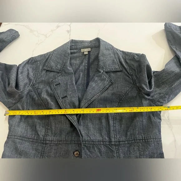 J.Jill Jacket and pants set Blue 100% Cotton Denim Like size 14 great condition - Picture 7 of 14